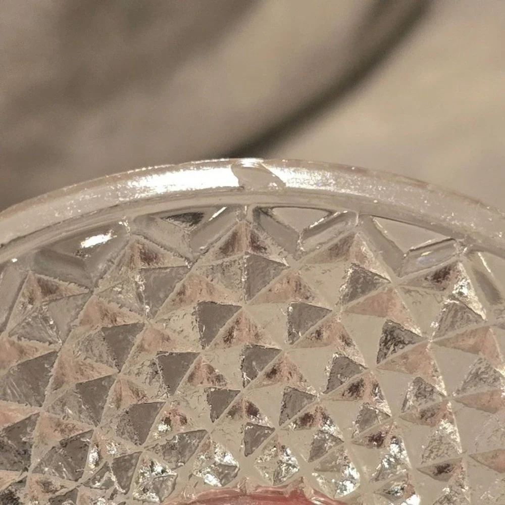 Vintage Clear Pressed Glass Bowl Diamond Point Starburst Pattern 4